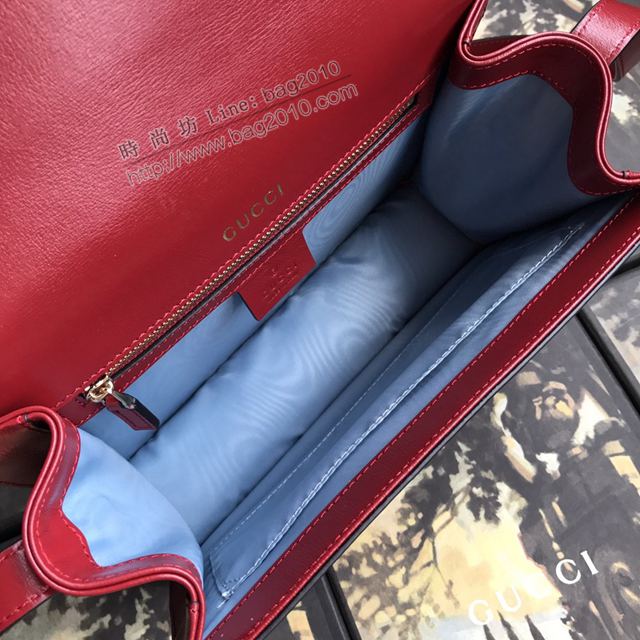 Gucci包 古馳女包 589474紅皮 專櫃新款 頂級原單Gucci鏈條斜挎女包  gudj1370